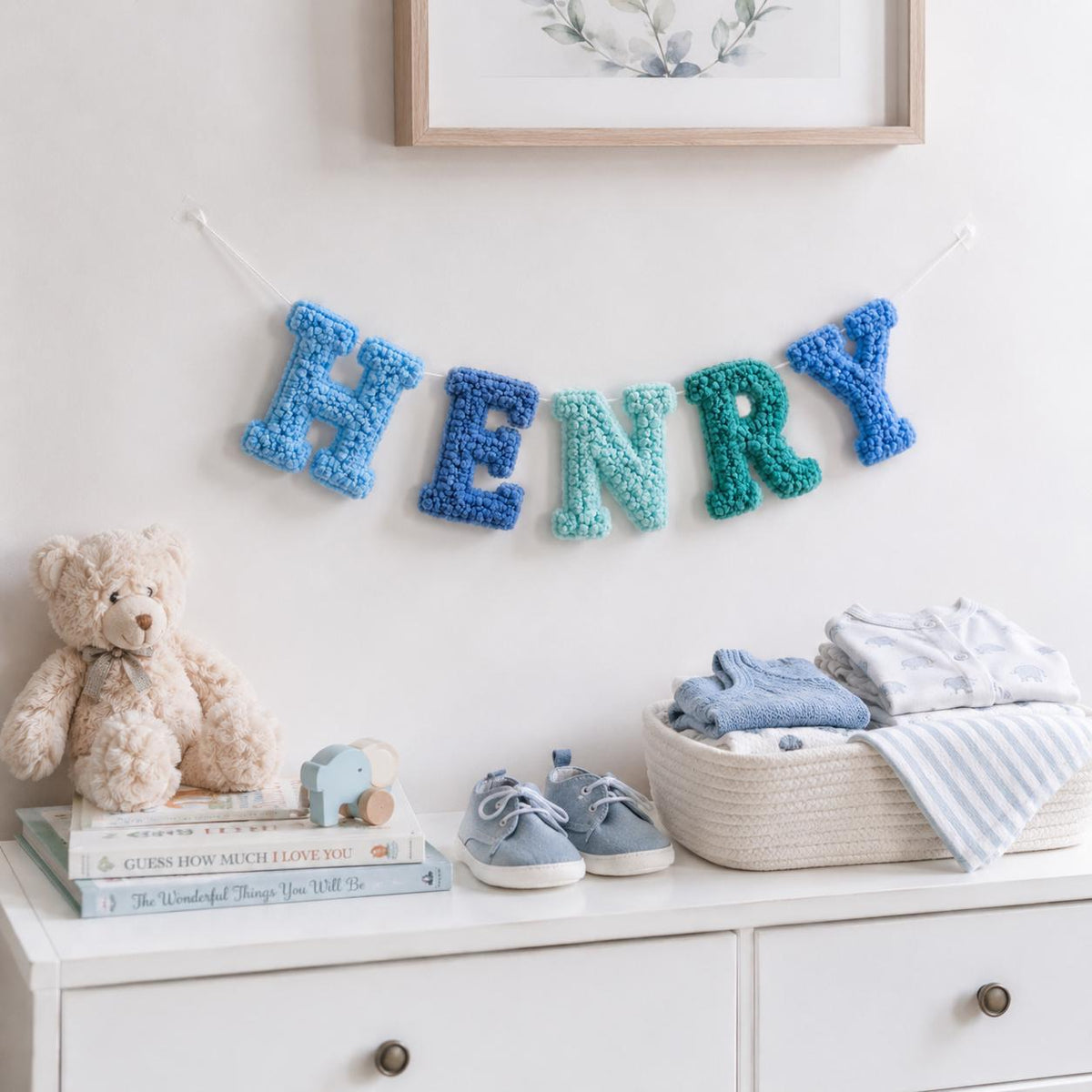 Yarn Letter Baby Name Banner, Custom Canvas Pennant Nursery Garland, Personalized Newborn Shower Gift