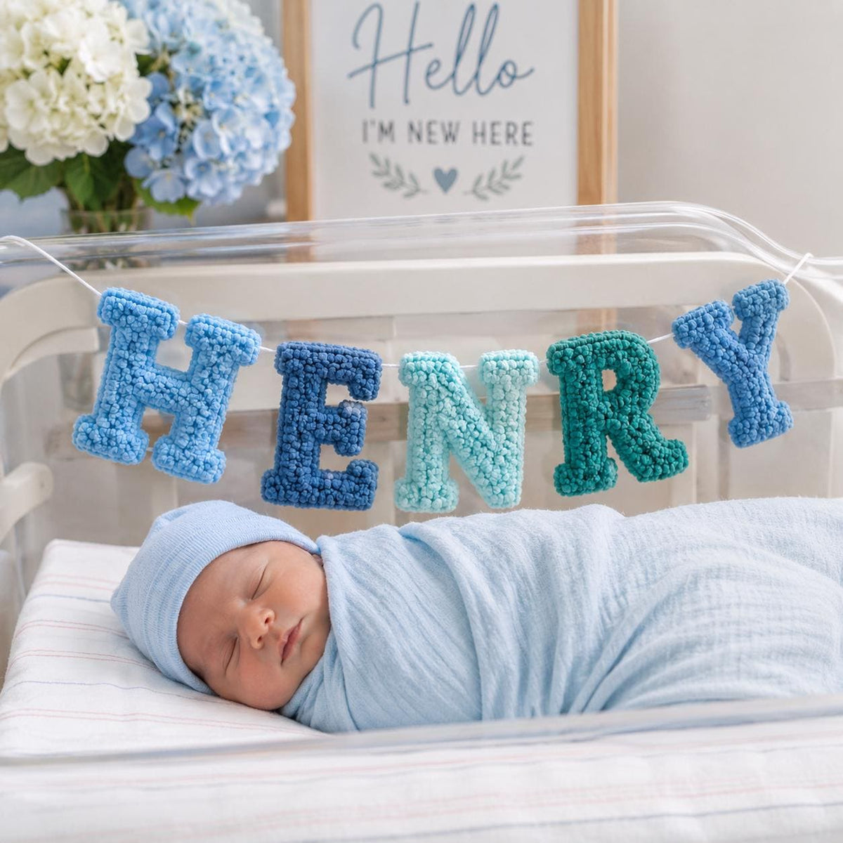 Yarn Letter Baby Name Banner, Custom Canvas Pennant Nursery Garland, Personalized Newborn Shower Gift