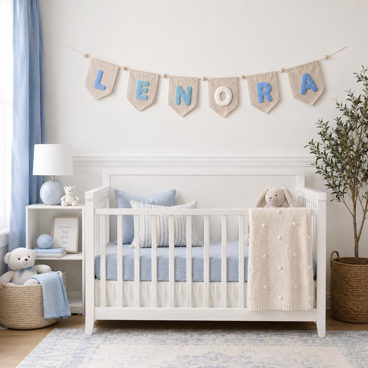 Personalized Baby Pennant Banner, Yarn Letter Canvas Banner, Custom Name Garland, Nursery Decor Sign, Custom Baby Nursery Decor