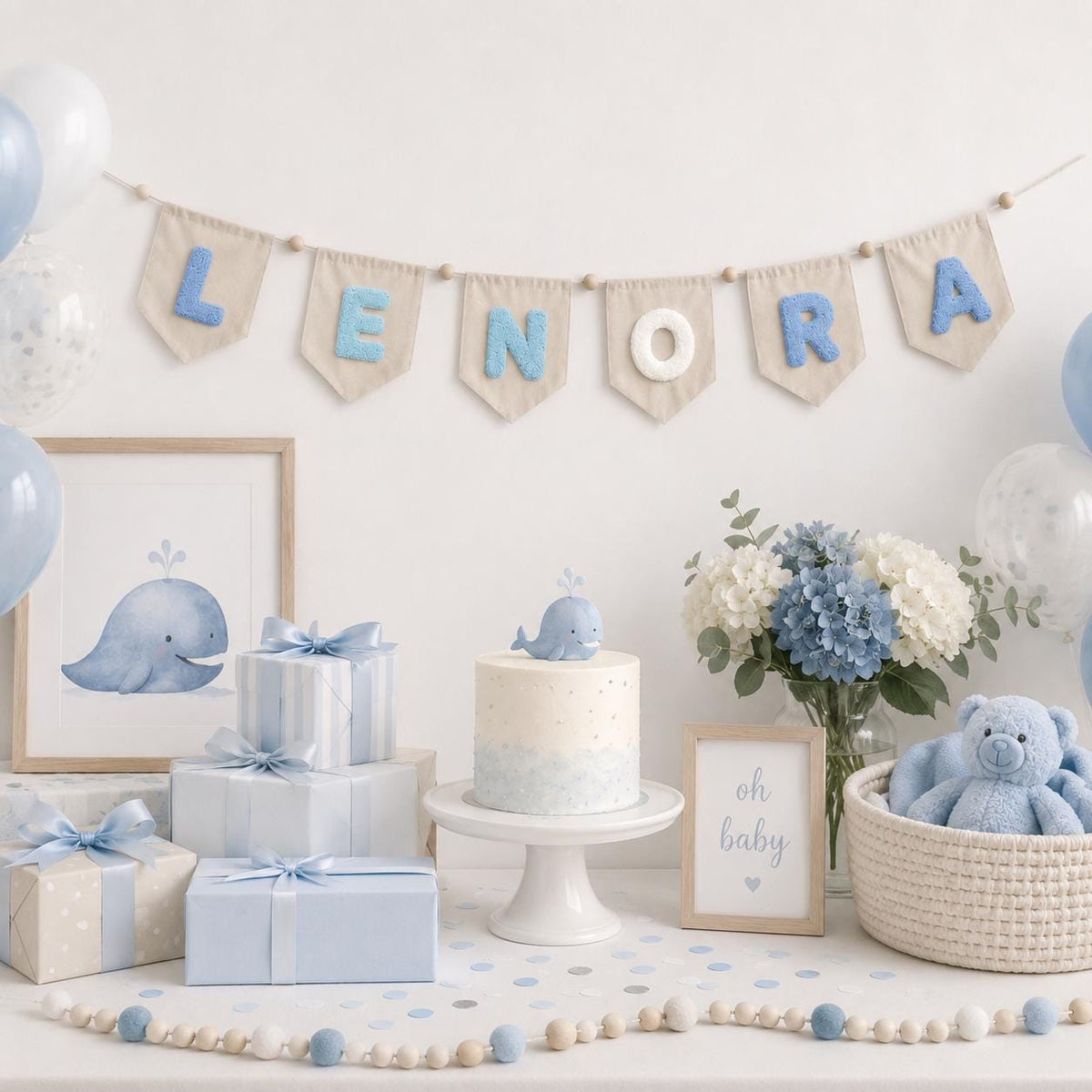 Personalized Baby Pennant Banner, Yarn Letter Canvas Banner, Custom Name Garland, Nursery Decor Sign, Custom Baby Nursery Decor
