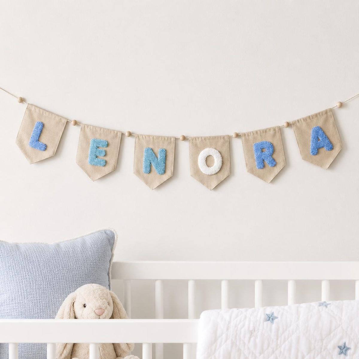 Personalized Baby Pennant Banner, Yarn Letter Canvas Banner, Custom Name Garland, Nursery Decor Sign, Custom Baby Nursery Decor