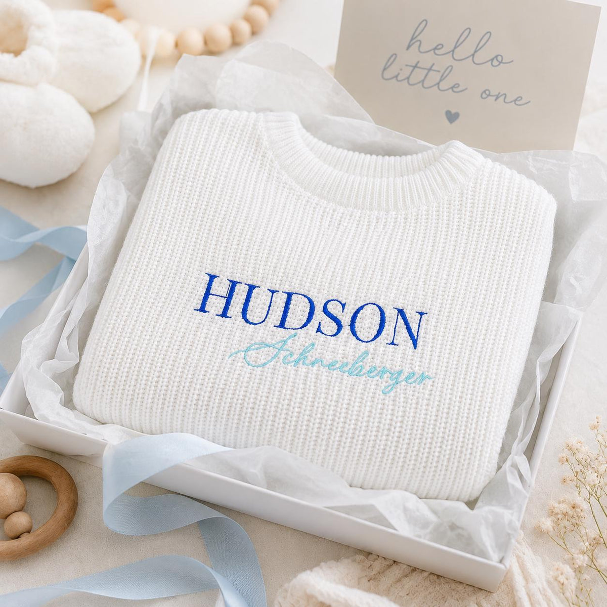 Embroidered Name Baby Sweater Personalized Toddler Knit
