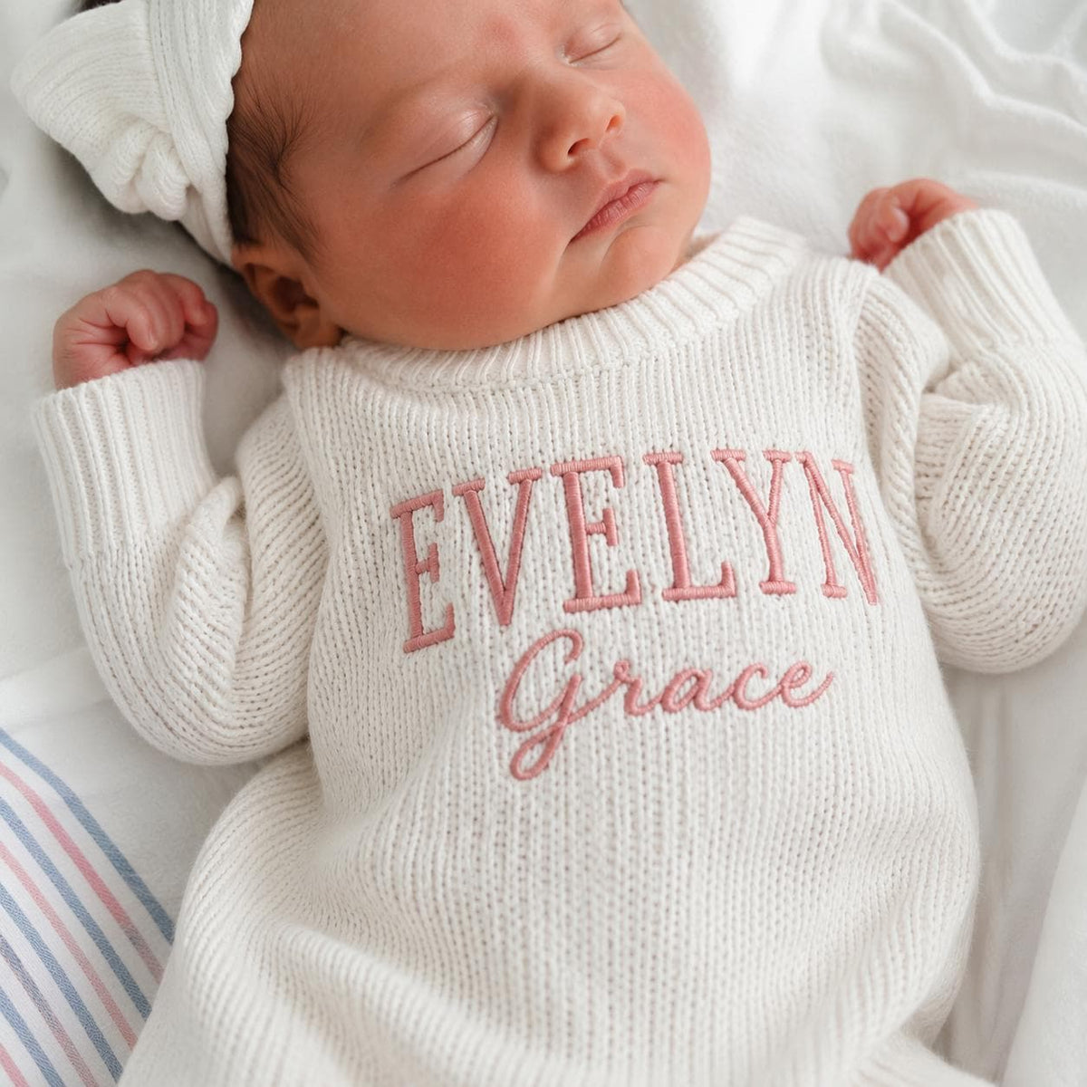 Embroidered Name Knit Romper, Personalized Newborn Coming Home Outfit, Baby Boy Hospital Outfit, Custom Baby Keepsake Gift