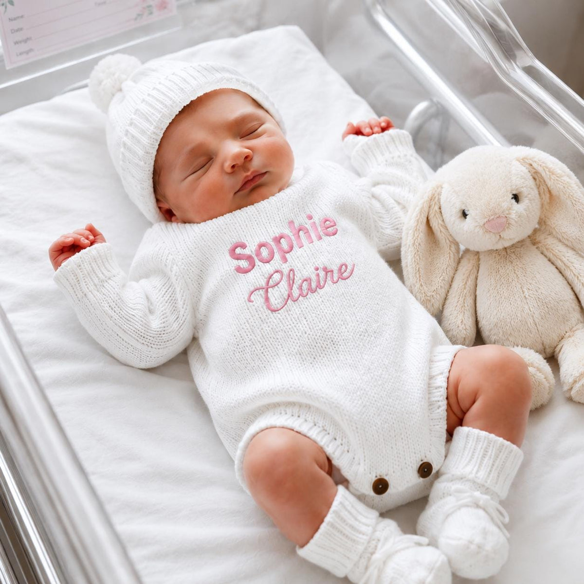 Personalized Embroidered Knit Romper, Newborn Coming Home Outfit, Baby Keepsake