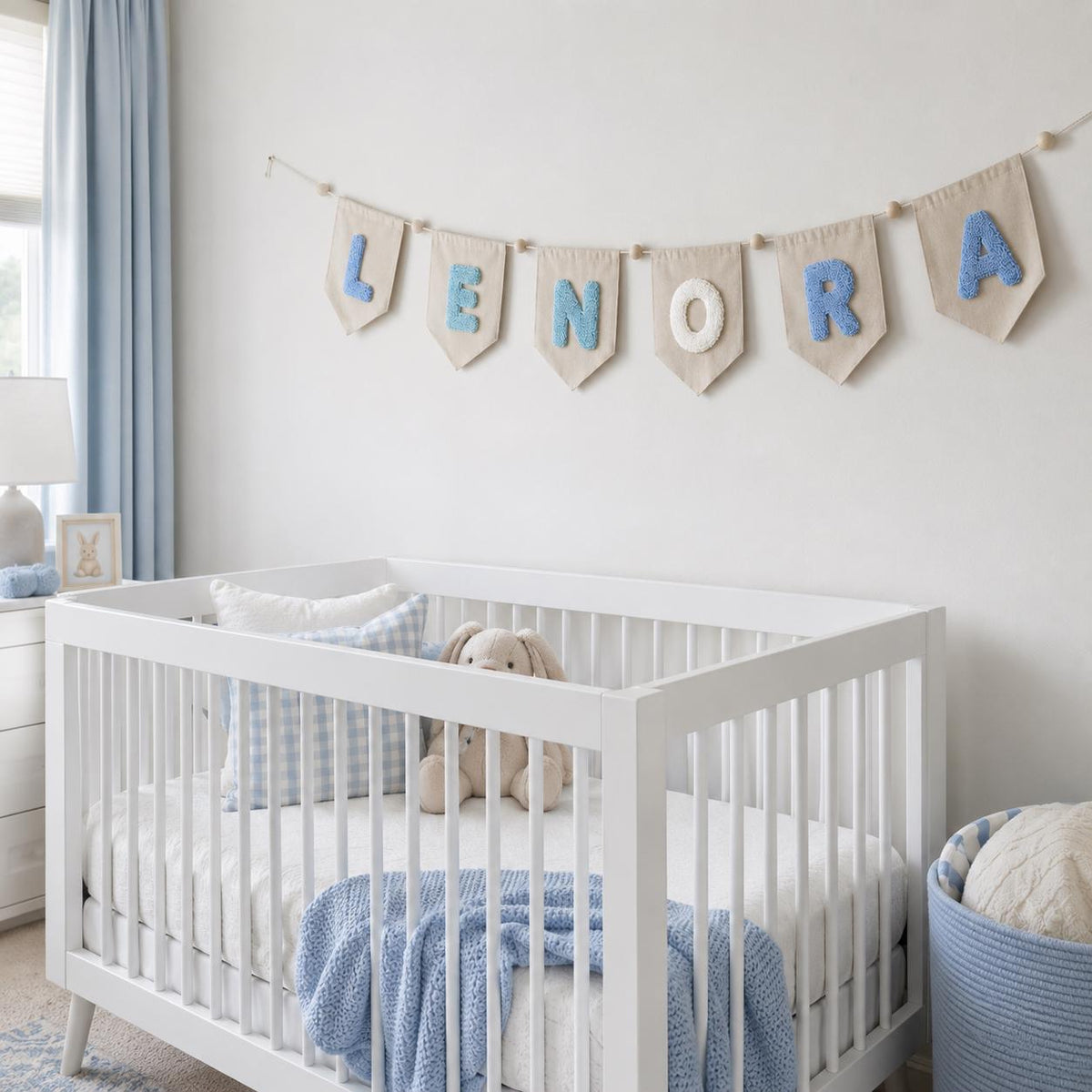 Personalized Baby Pennant Banner, Yarn Letter Canvas Banner, Custom Name Garland, Nursery Decor Sign, Custom Baby Nursery Decor