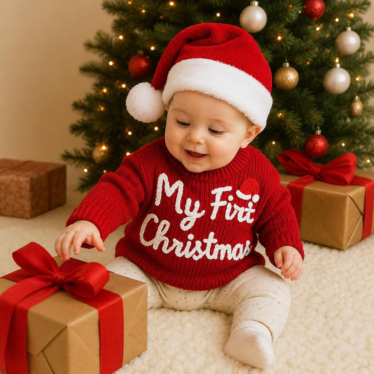 My First Christmas Sweater, Embroidered Baby Knit Pullover, Santa Baby Sweater, Baby First Christmas, Baby Christmas, Xmas
