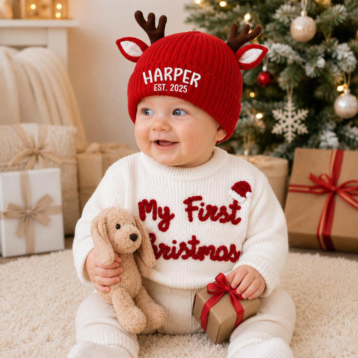 My First Christmas Sweater, Embroidered Baby Knit Pullover, Santa Baby Sweater, Baby First Christmas, Baby Christmas, Xmas