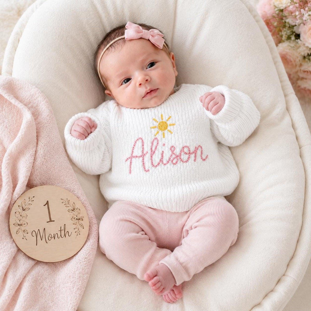 Personalized Milestone Baby Knit Sweater