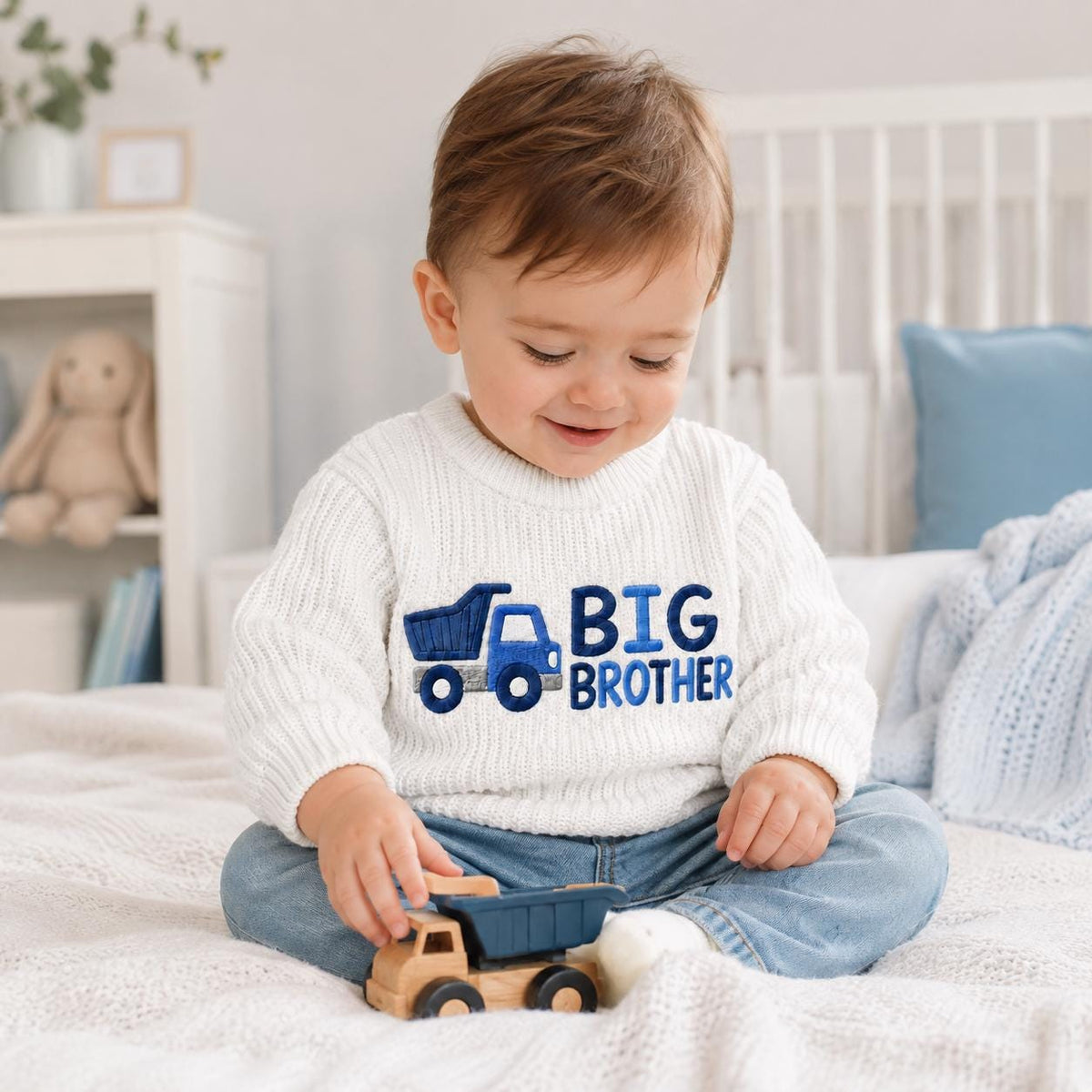 Personalized Dump Truck Big Brother Knit Sweater