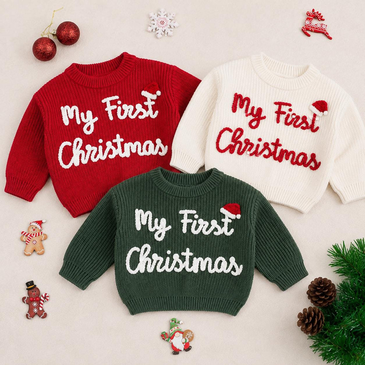 My First Christmas Sweater, Embroidered Baby Knit Pullover, Santa Baby Sweater, Baby First Christmas, Baby Christmas, Xmas