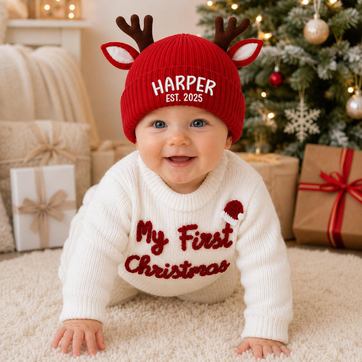 My First Christmas Sweater, Embroidered Baby Knit Pullover, Santa Baby Sweater, Baby First Christmas, Baby Christmas, Xmas