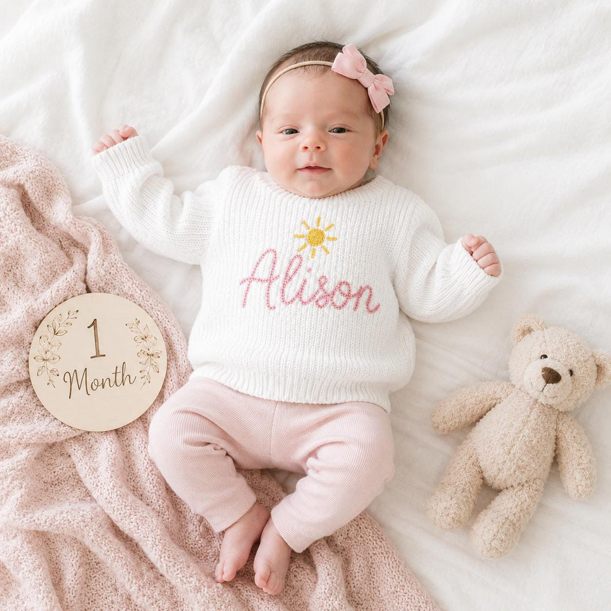 Personalized Milestone Baby Knit Sweater