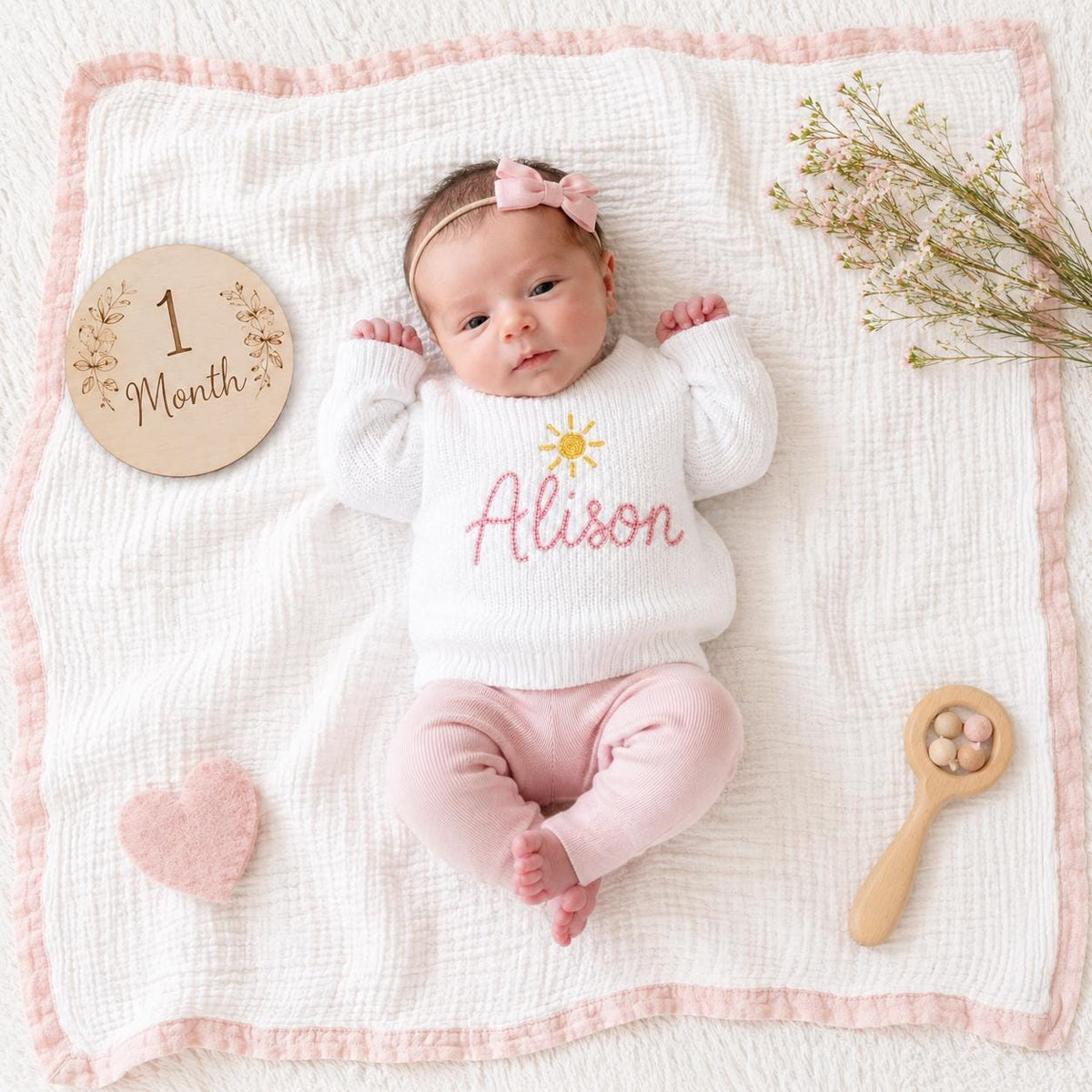 Personalized Milestone Baby Knit Sweater