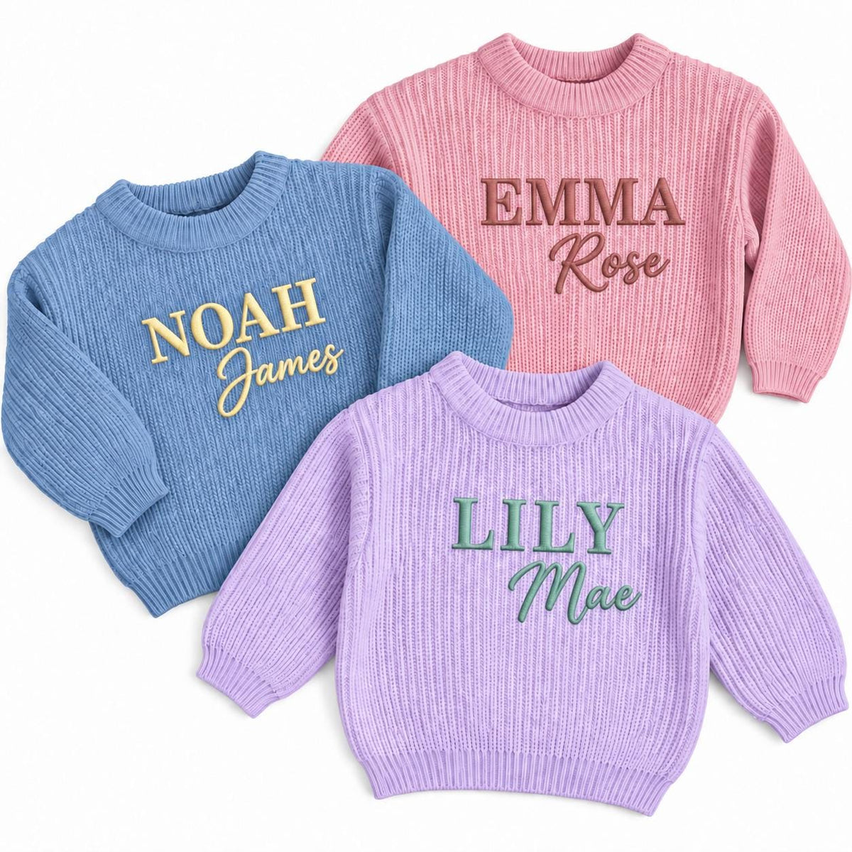 Personalized Baby Sweater with Name, Custom Baby Name Sweater for Newborn Boy Girl, Embroidered Knit Toddler Pullover, First Birthday