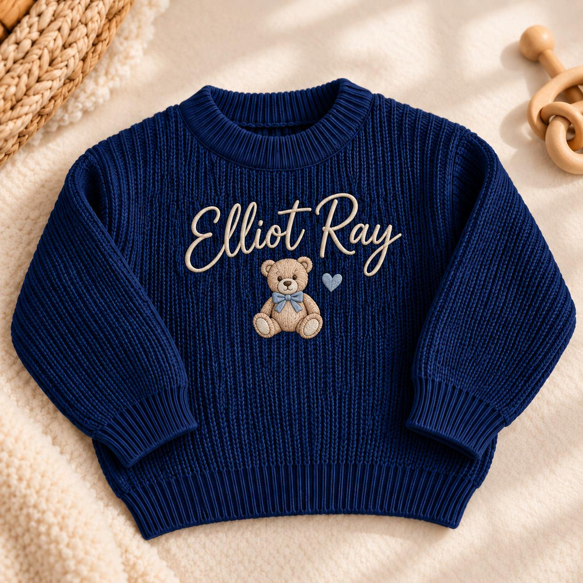 Personalized Baby Sweater with Name, Custom Baby Name Sweater for Newborn Boy Girl, Embroidered Knit Toddler Pullover, First Birthday