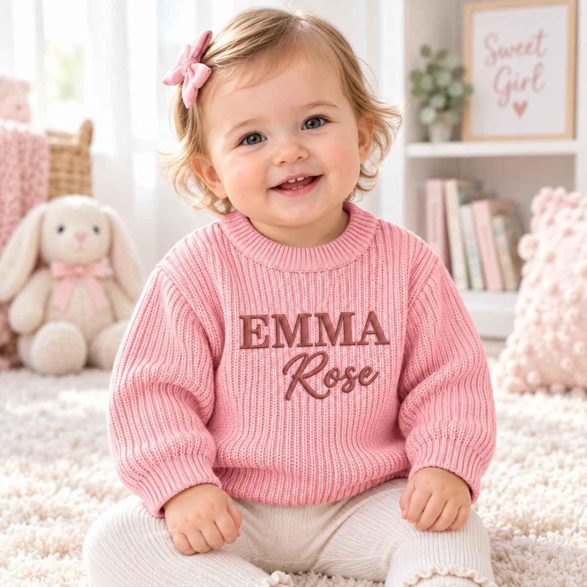 Personalized Embroidered Cotton Baby Sweater, Newborn Keepsake Gift