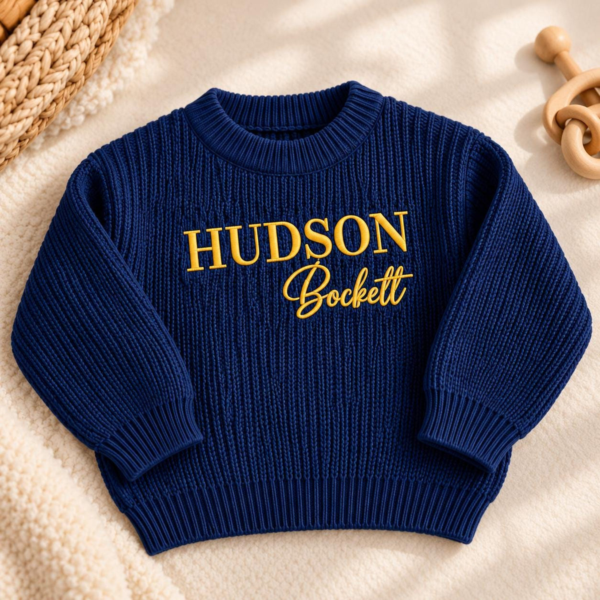 Personalized Baby Sweater with Name, Custom Baby Name Sweater for Newborn Boy Girl, Embroidered Knit Toddler Pullover, First Birthday