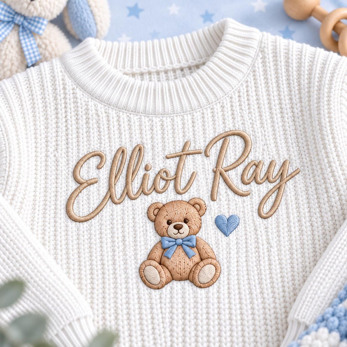 Personalized Baby Sweater with Name, Custom Baby Name Sweater for Newborn Boy Girl, Embroidered Knit Toddler Pullover, First Birthday