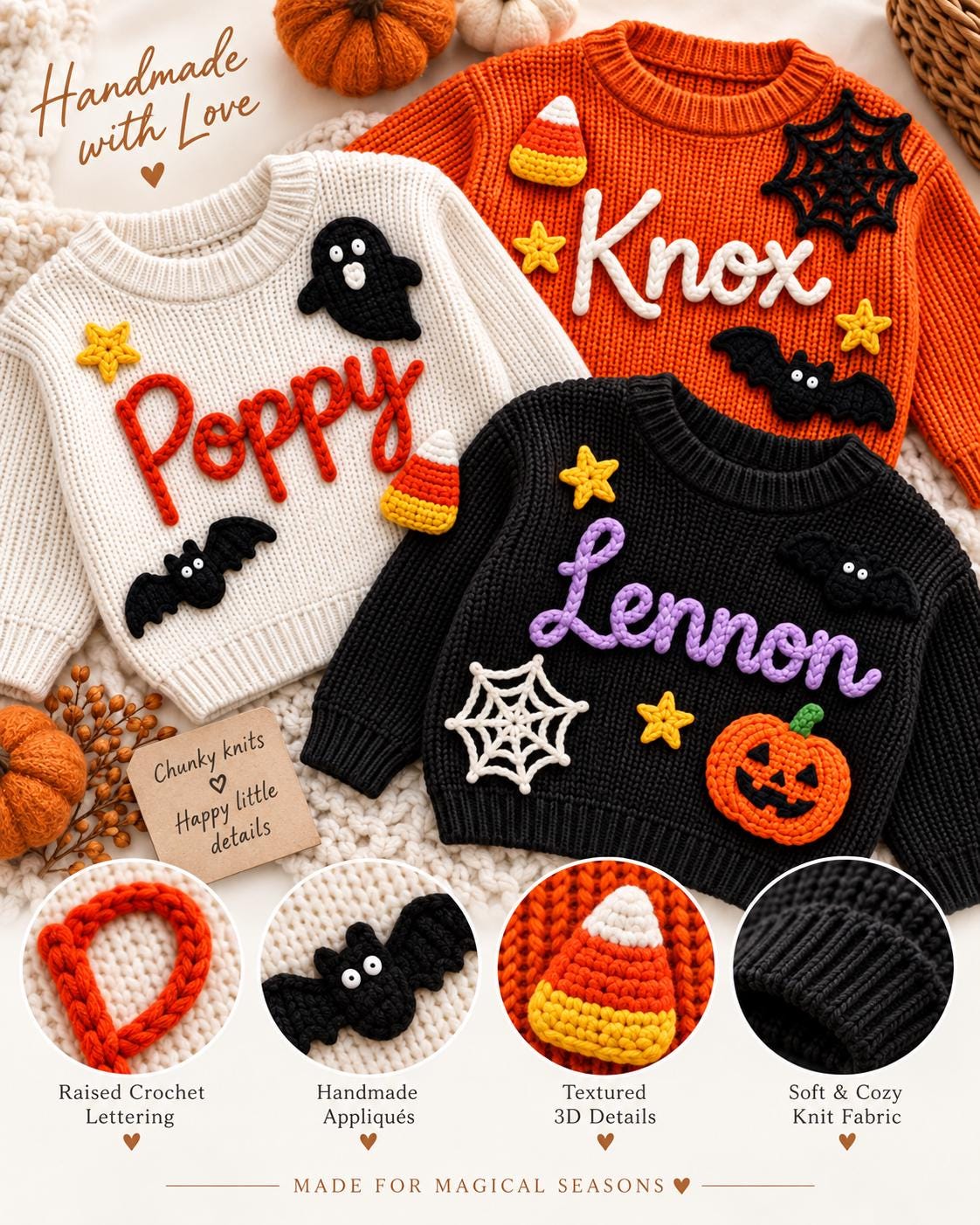 Personalized Halloween Baby Sweater, My First Halloween Outfit, Custom Name Knit Sweater, Toddler Pumpkin Ghost Bat, Baby Halloween Gifts