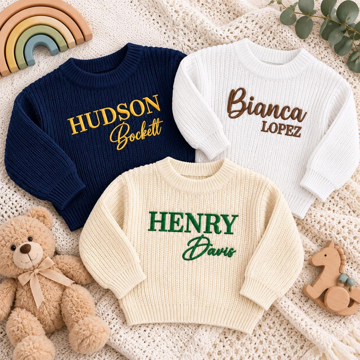 Personalized Embroidered Cotton Baby Sweater, Newborn Keepsake Gift
