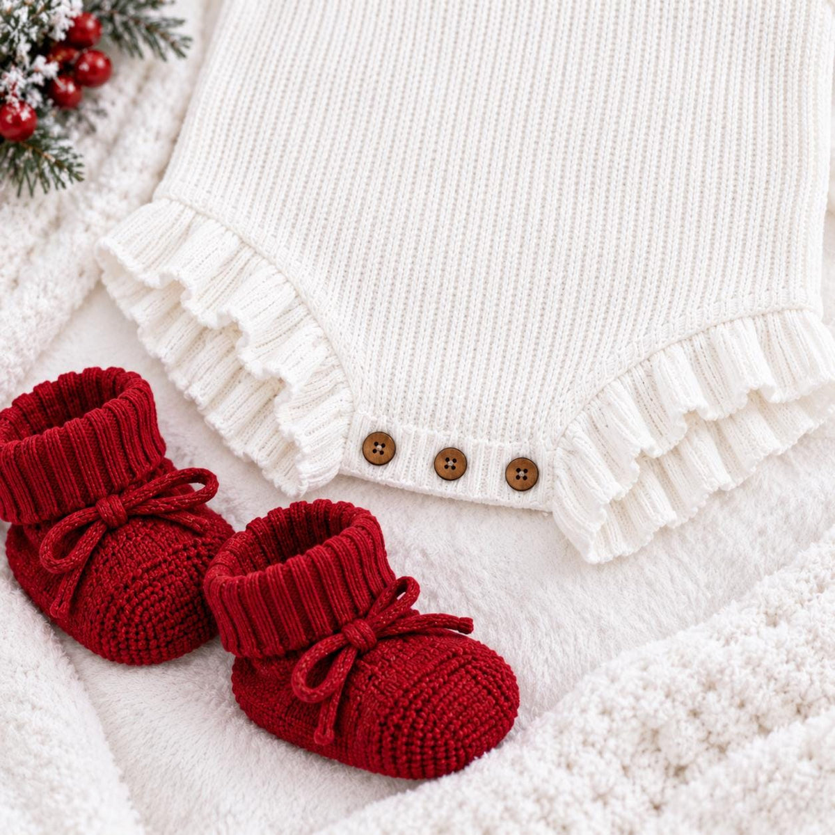 Personalized Christmas Romper, Baby Girl First Christmas Outfit, Custom Name Bodysuit, Headband and Booties Holiday Set