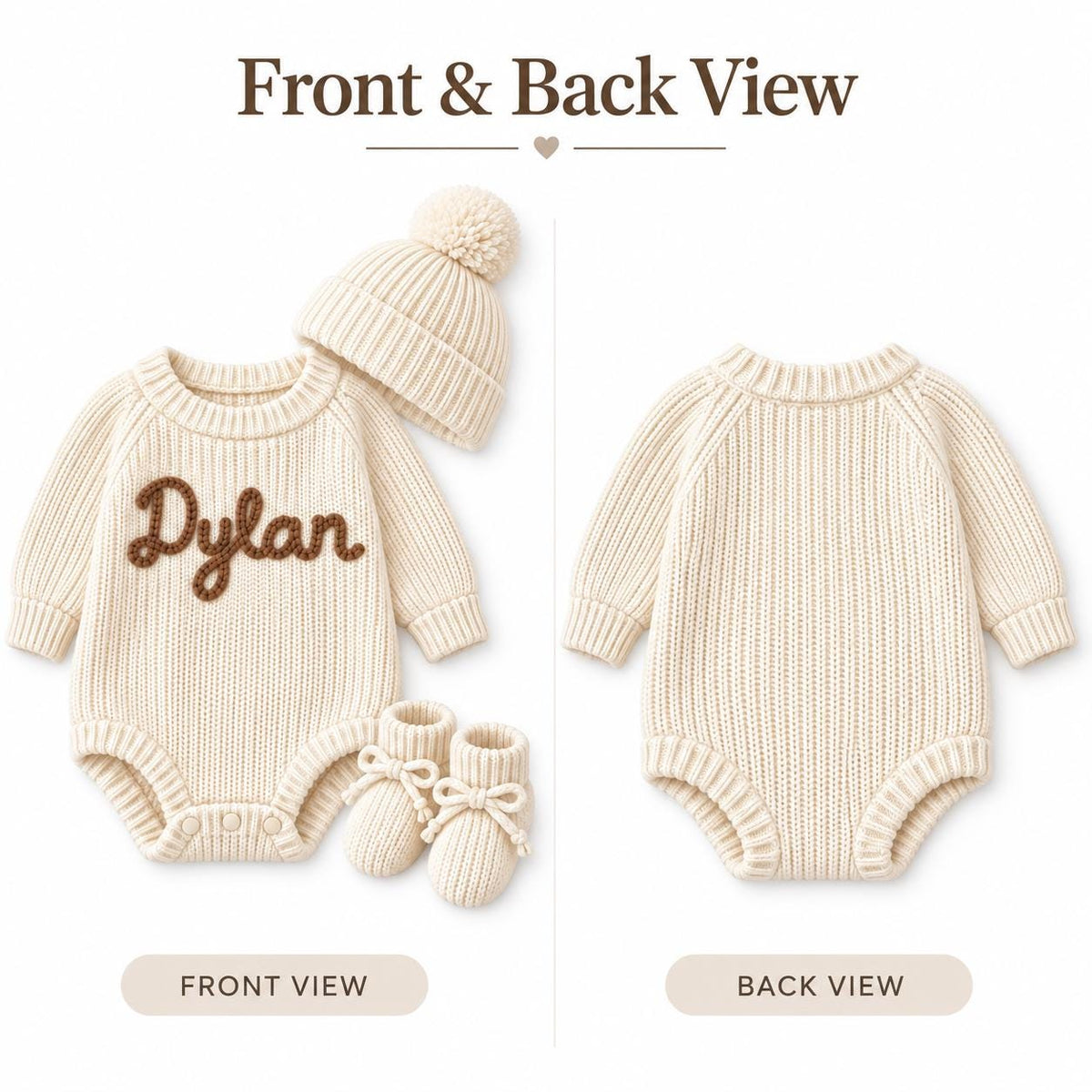 Personalized Baby Name Romper, Custom Embroidered Knit Baby Outfit, Newborn Boy Coming Home Clothes, Baby Shower Gift