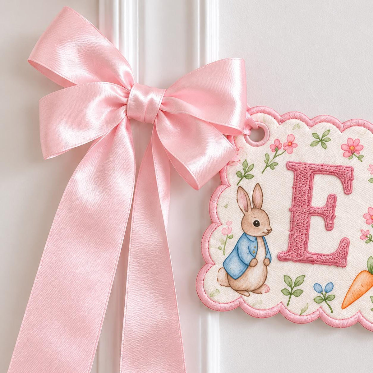 Personalized Bunny Name Banner, Custom Embroidered Nursery Garland, Baby Name Sign, Baby Shower Gift, Nursery Decor, Newborn Keepsake