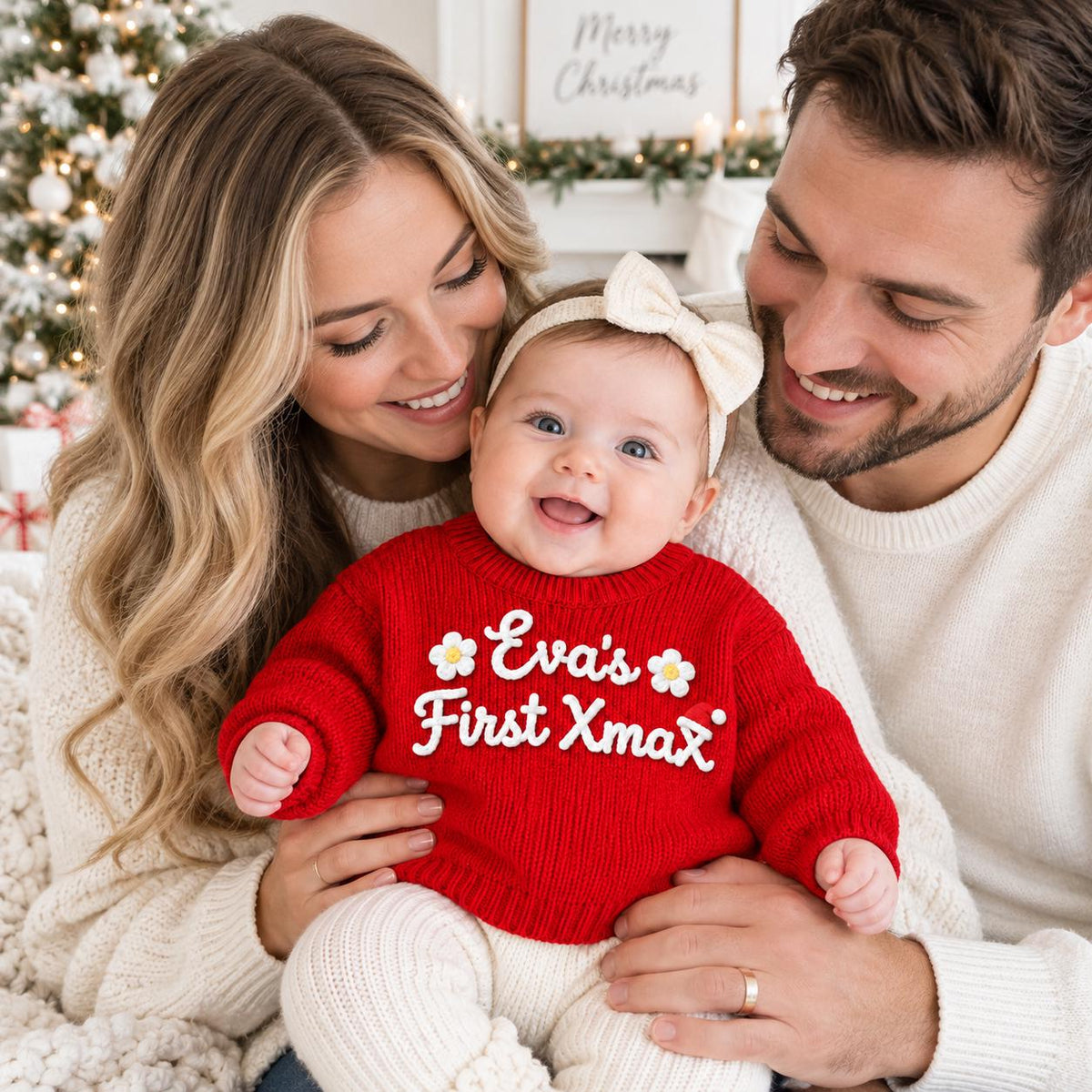 My First Christmas Sweater 2026, Personalized Baby Christmas Sweater, Baby's First Christmas Outfit, Custom Name Holiday Knit Sweater