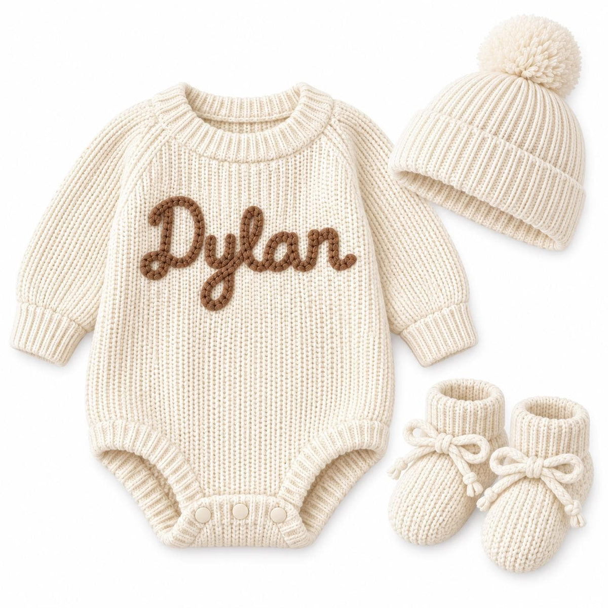 Personalized Baby Name Romper, Custom Embroidered Knit Baby Outfit, Newborn Boy Coming Home Clothes, Baby Shower Gift