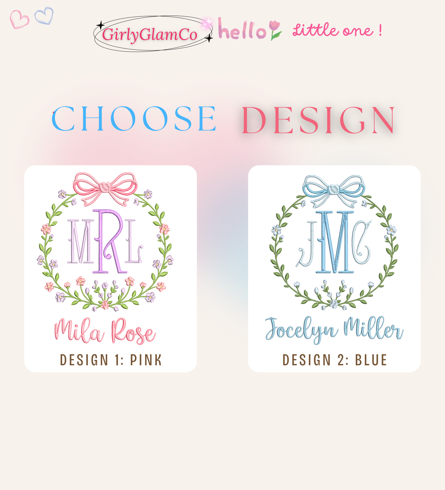 Vintage Floral Wreath Banner – Personalized Monogram for Newborn Door or Nursery