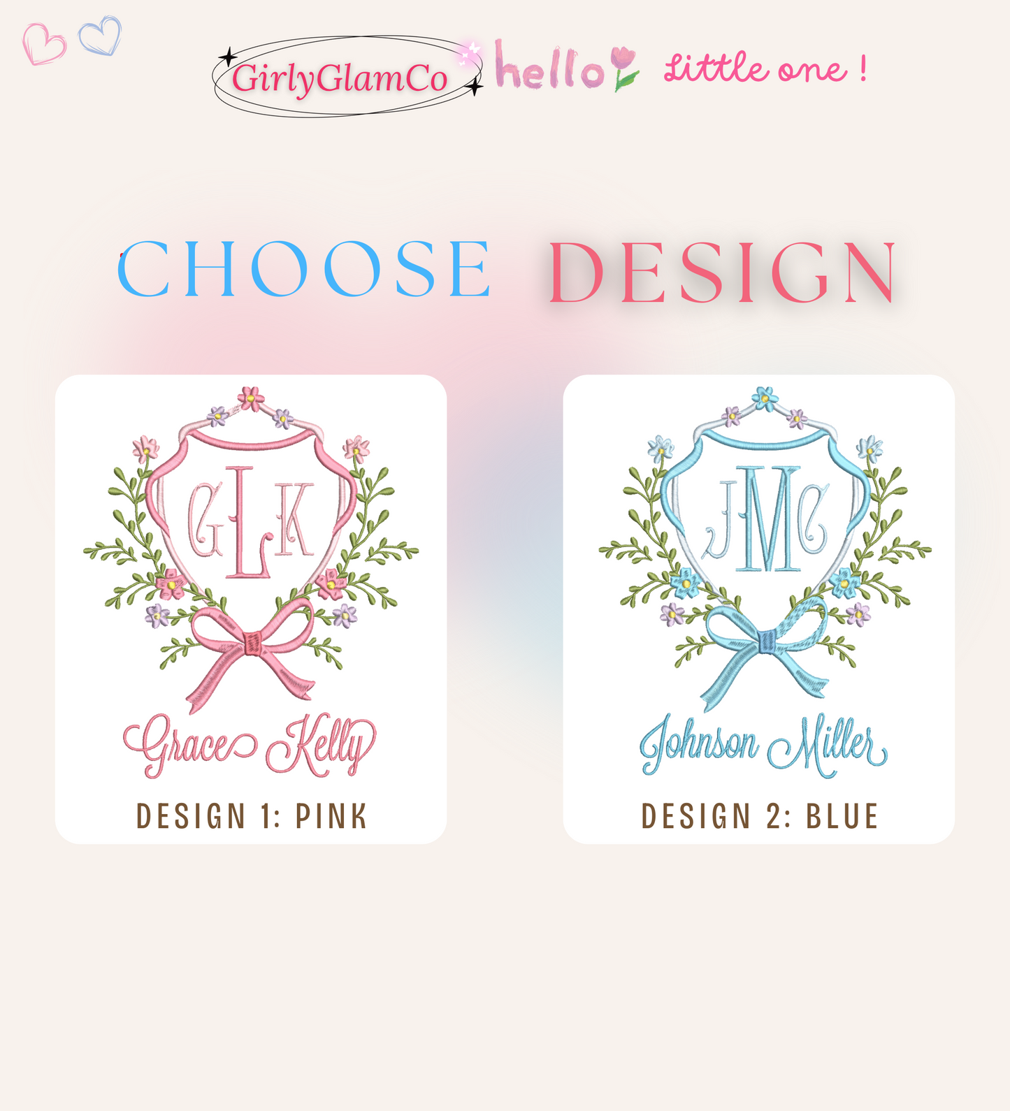Blossom Wreath Monogram – Personalized Baby Banner, Newborn Hospital Door Sign