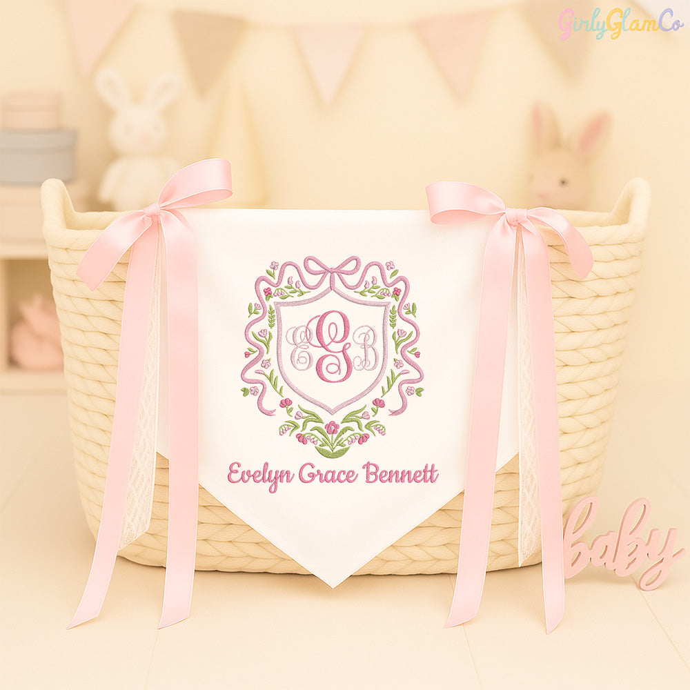 Royal Crest Monogram Baby Banner – Personalized Baby Banner, Newborn Hospital Door Sign