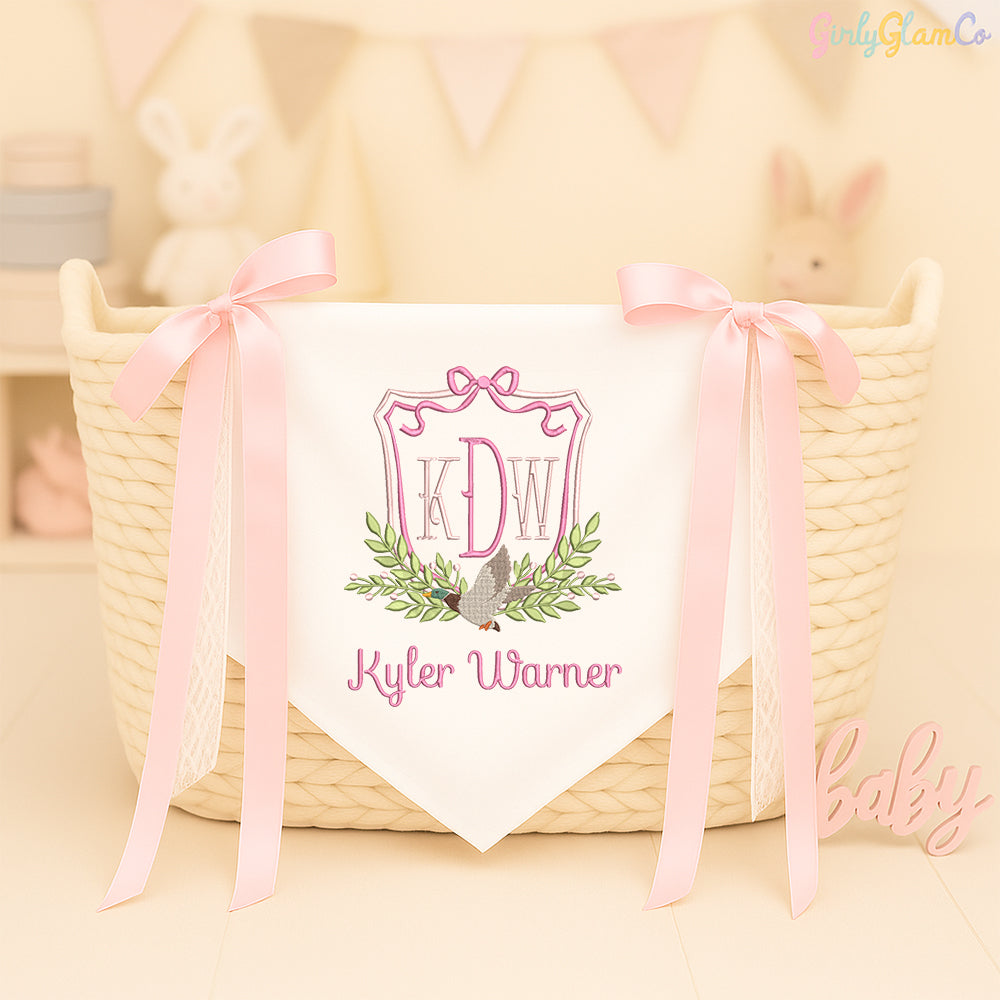 Custom Baby Banner with Duck Crest – Personalized Baby Banner, Newborn Hospital Door Sign