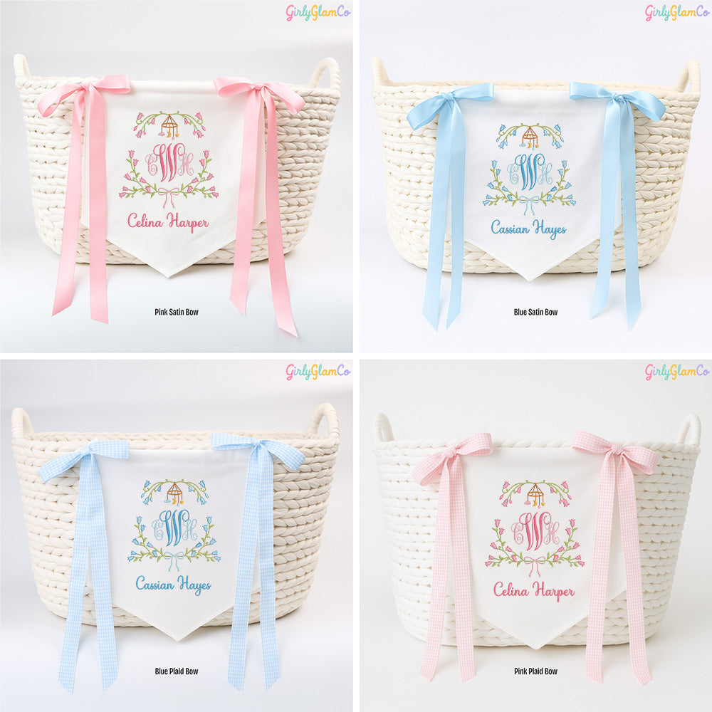Nursery Mobile Monogram Baby Banner – Personalized Baby Banner, Newborn Hospital Door Sign