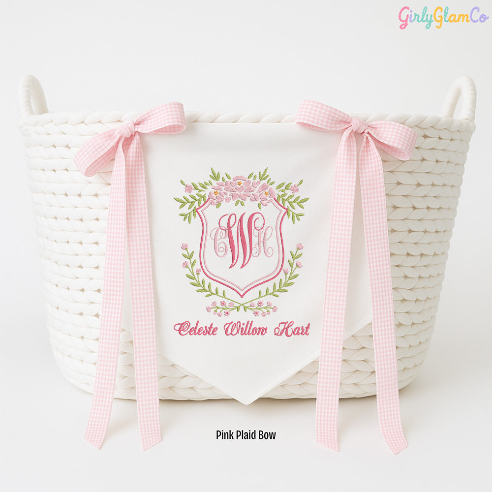 Royal Crest Monogram Baby Banner – Personalized Baby Banner, Newborn Hospital Door Sign