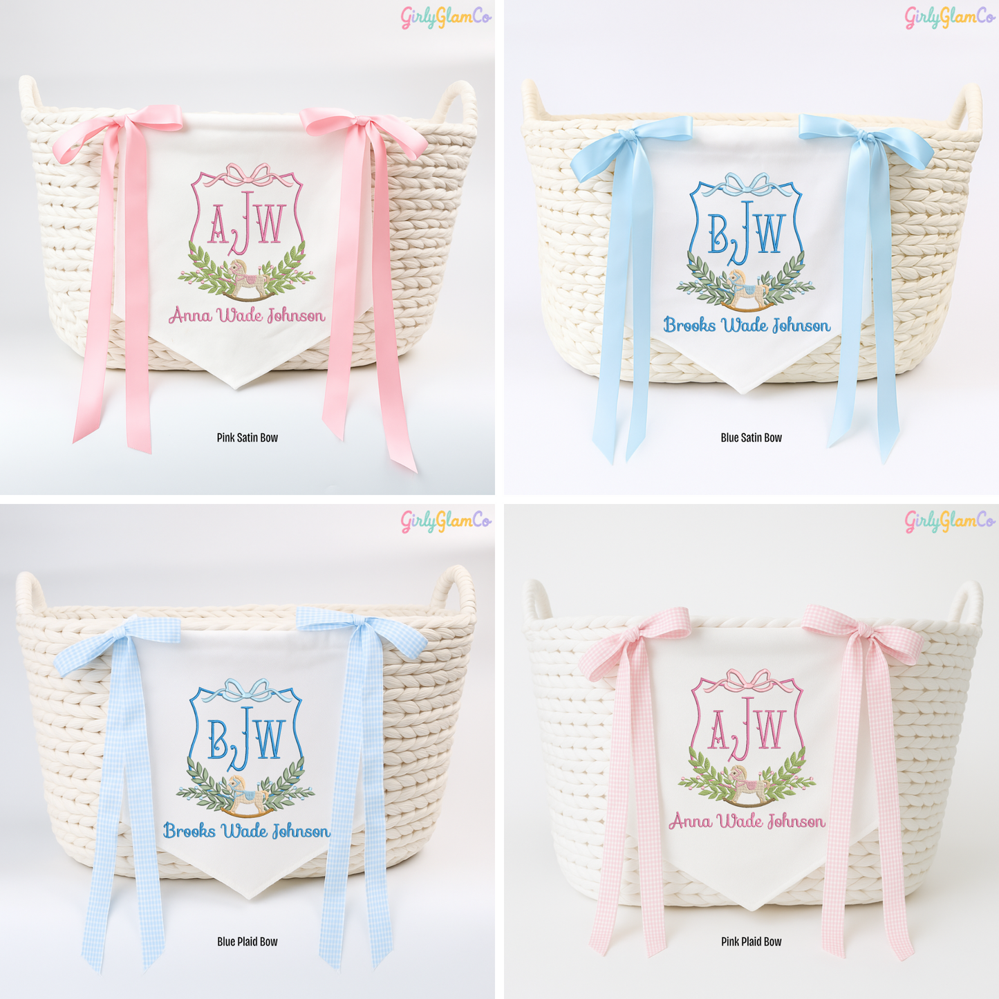 Rocking Horse Crest Baby Banner – Personalized Baby Banner, Newborn Hospital Door Sign