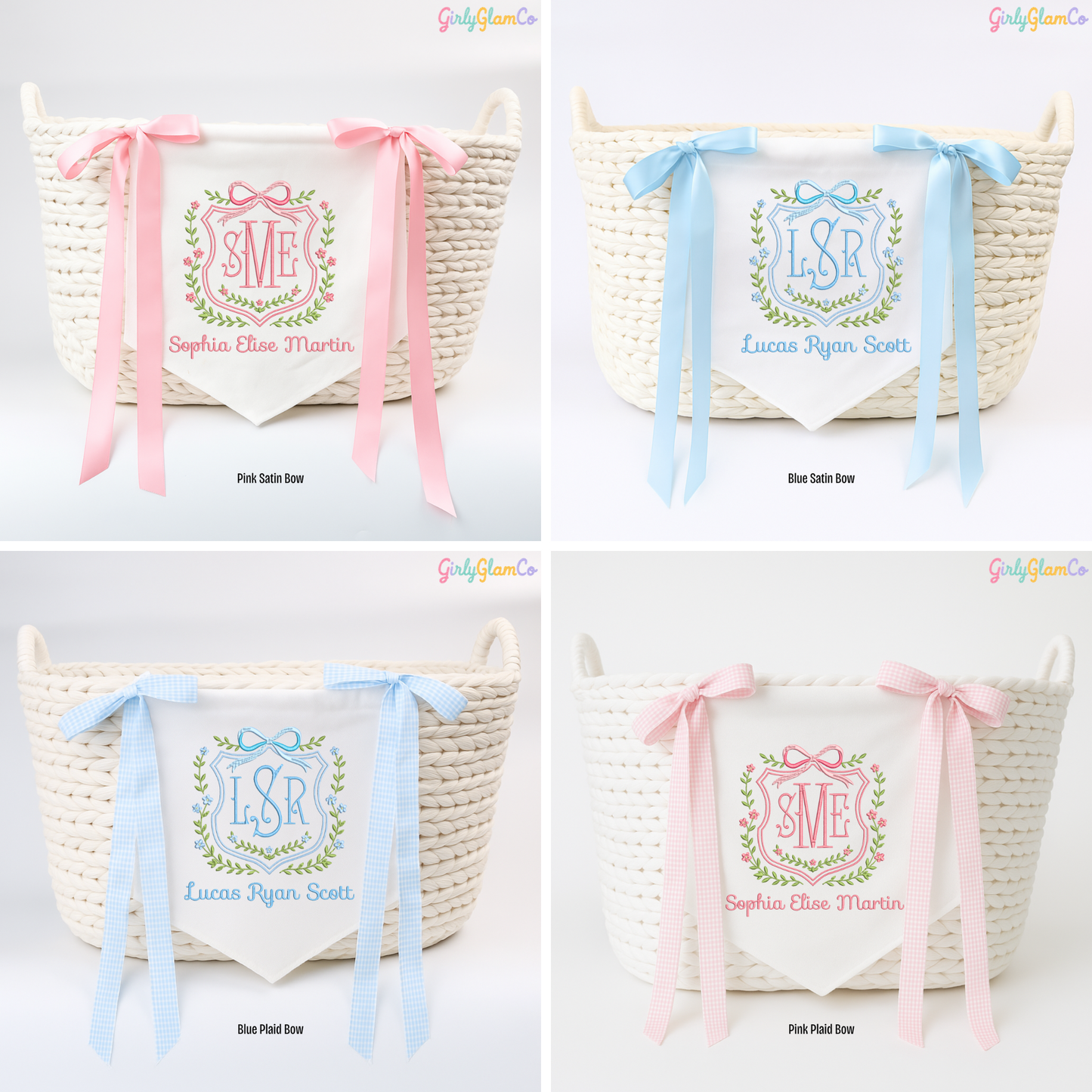 Spring Crest Monogram – Personalized Baby Banner, Newborn Hospital Door Sign
