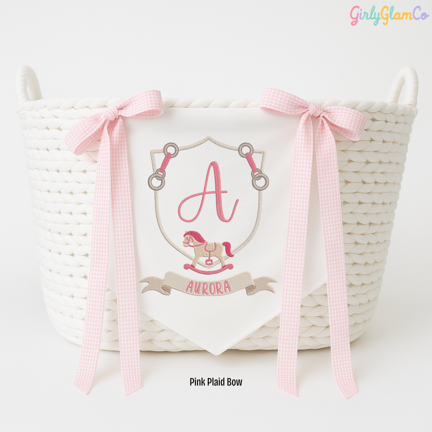 Rocking Horse Monogram – Personalized Baby Banner, Newborn Hospital Door Sign