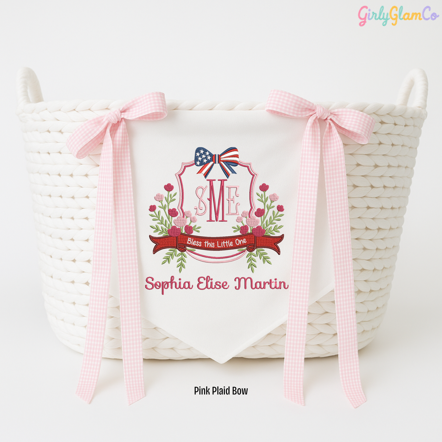 Independence Day Baby Banner with USA Bow – Personalized Baby Banner, Newborn Hospital Door Sign