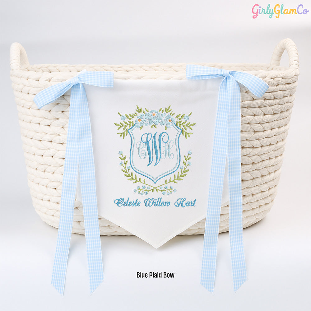 Royal Crest Monogram Baby Banner – Personalized Baby Banner, Newborn Hospital Door Sign
