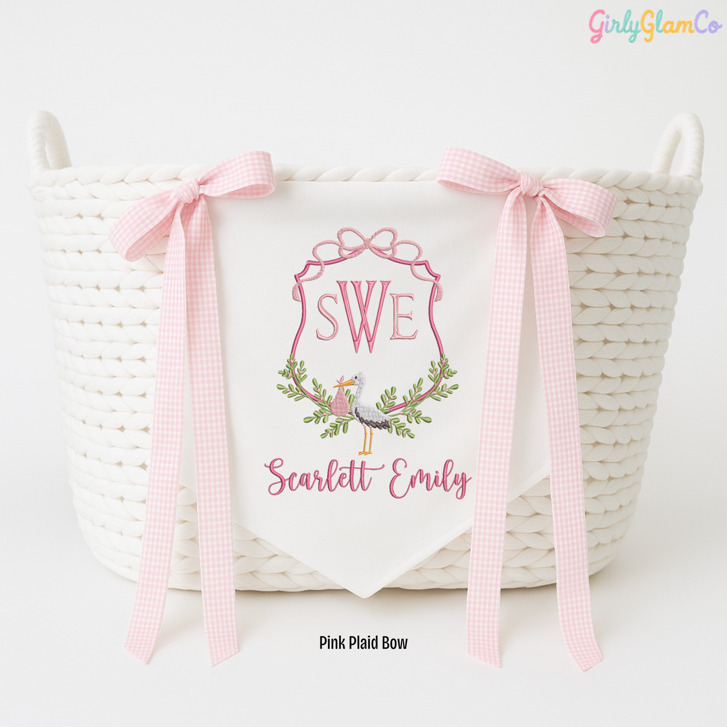 Cranebird Crest Monogram Baby Banner – Personalized Baby Banner, Newborn Hospital Door Sign