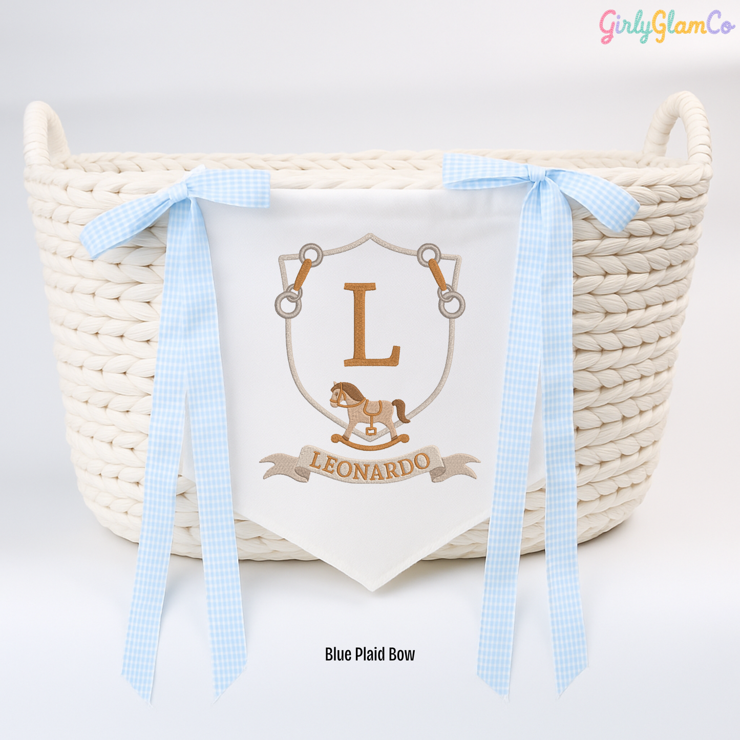 Rocking Horse Monogram – Personalized Baby Banner, Newborn Hospital Door Sign