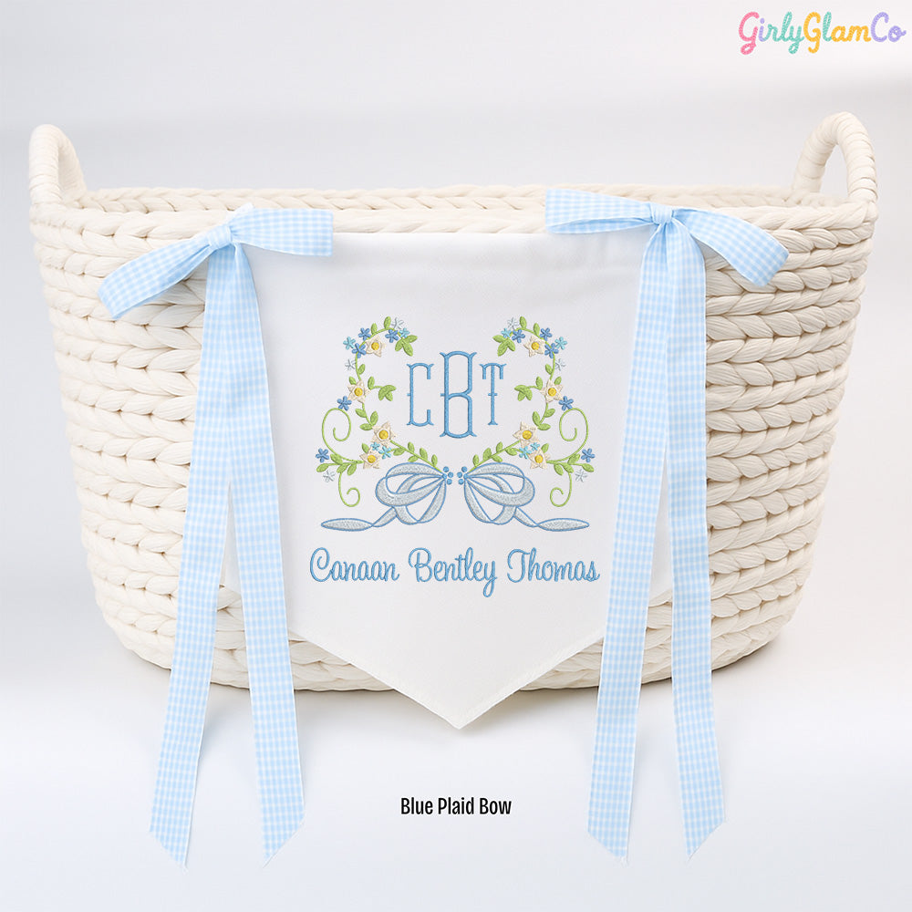 Little Dancer Floral Crest Banner – Personalized Baby Banner, Newborn Hospital Door Sign