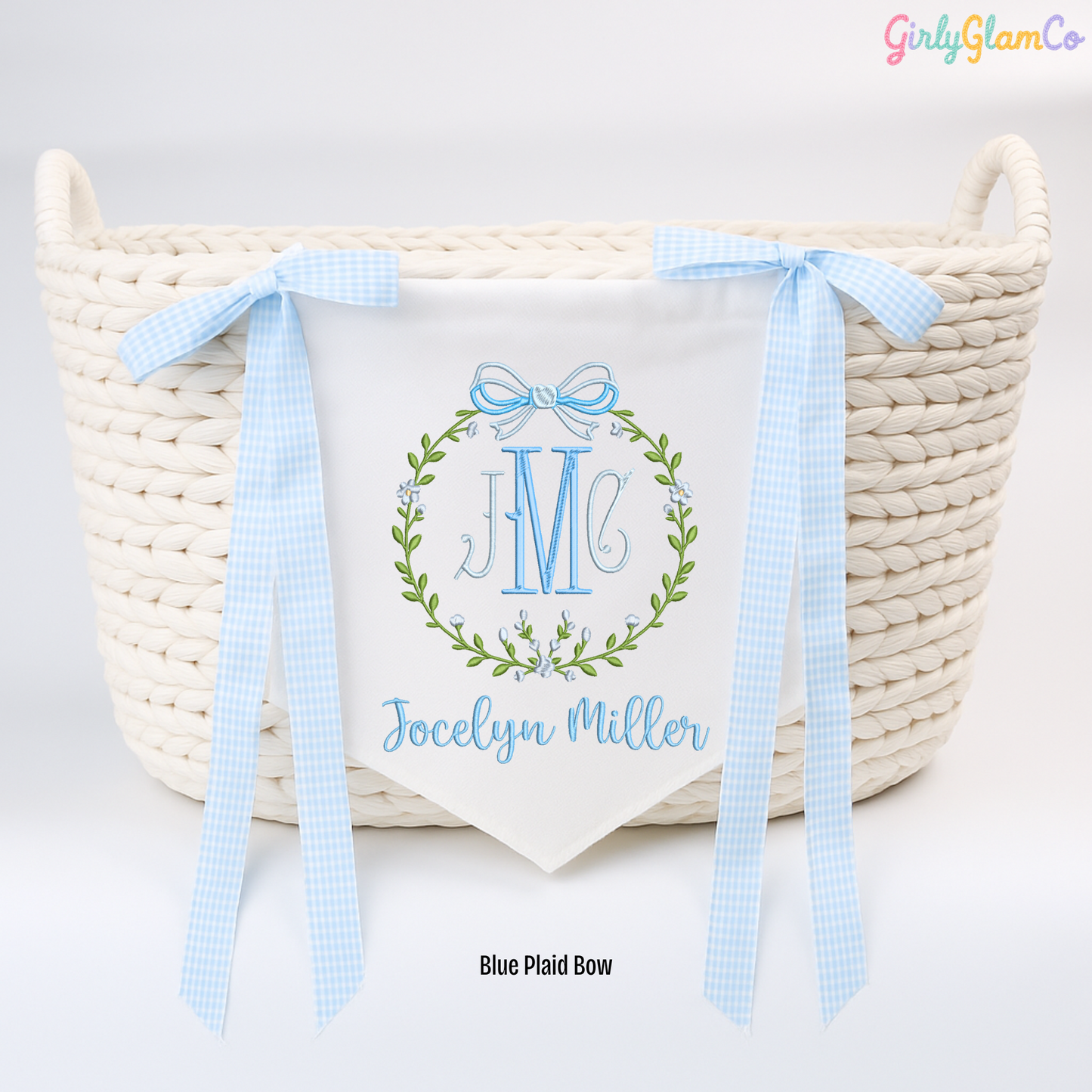 Vintage Floral Wreath Banner – Personalized Monogram for Newborn Door or Nursery
