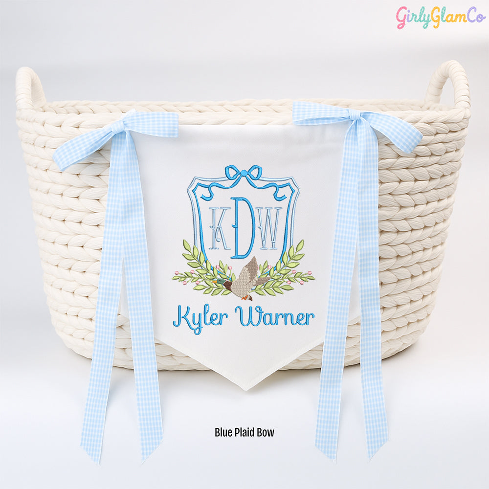 Custom Baby Banner with Duck Crest – Personalized Baby Banner, Newborn Hospital Door Sign