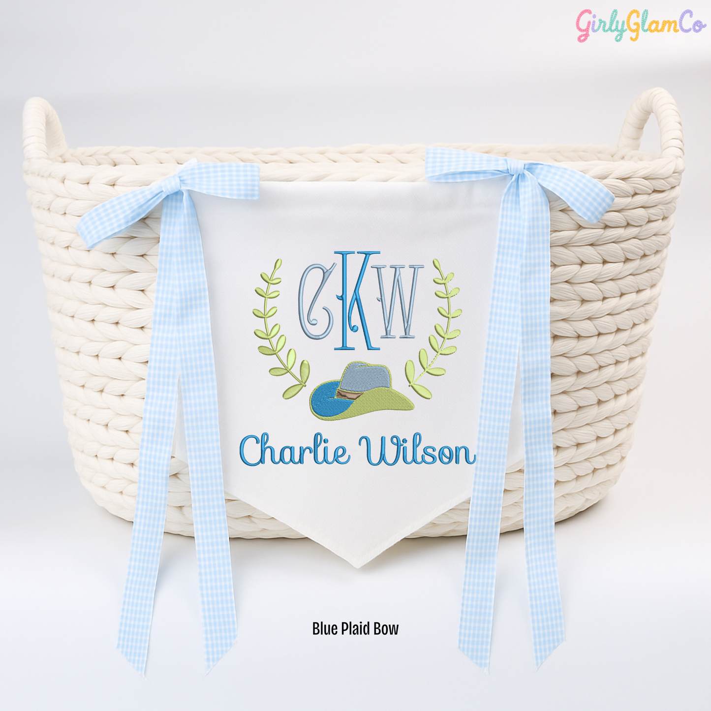 Baby Cowboy Hat Monogram – Personalized Baby Banner, Newborn Hospital Door Sign