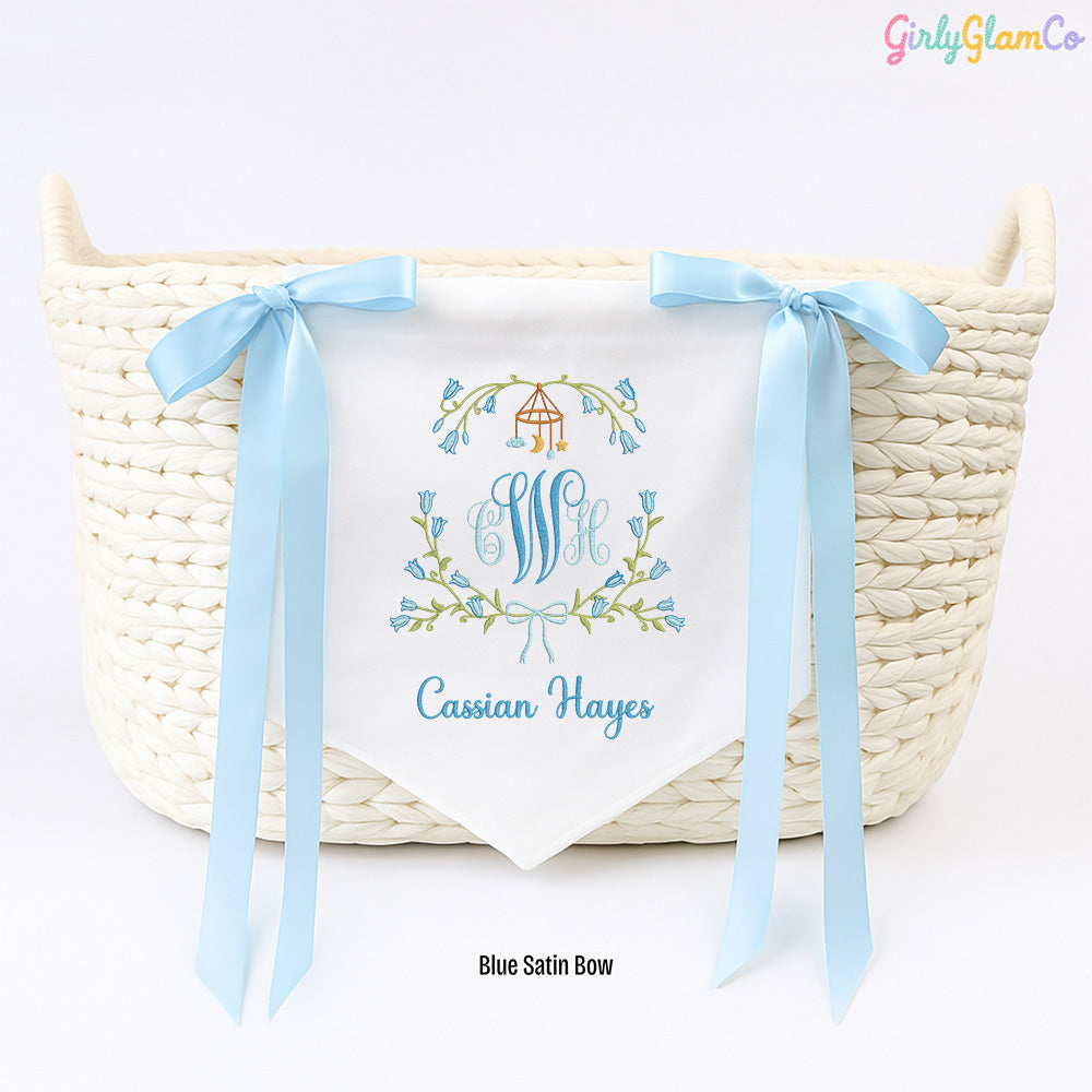 Nursery Mobile Monogram Baby Banner – Personalized Baby Banner, Newborn Hospital Door Sign