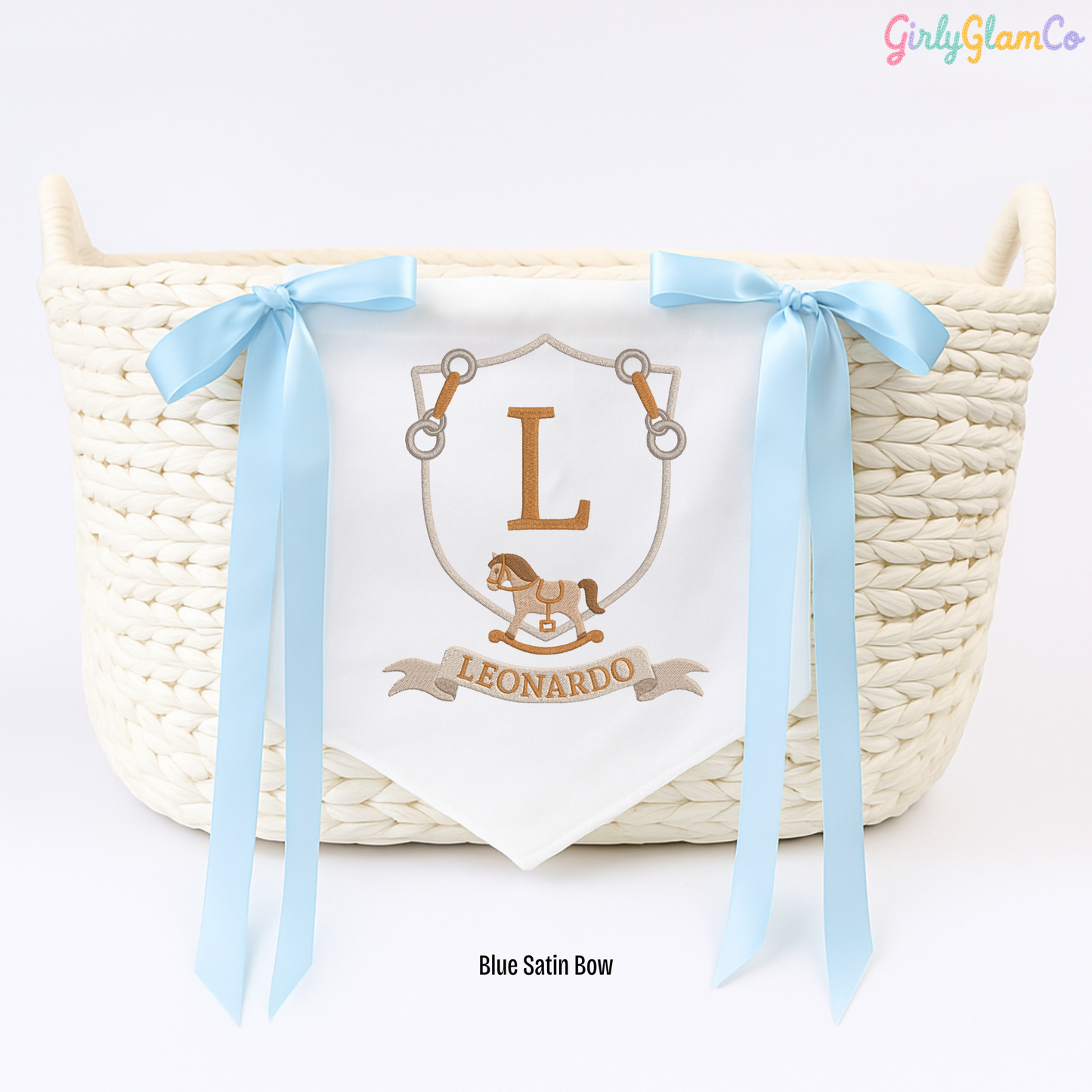 Rocking Horse Monogram – Personalized Baby Banner, Newborn Hospital Door Sign