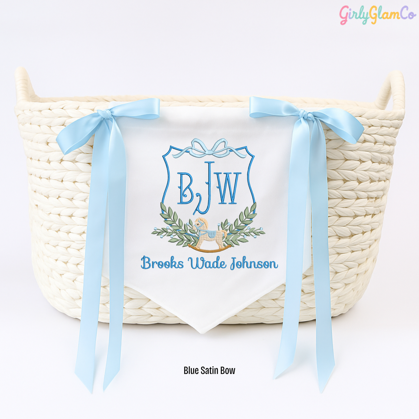Rocking Horse Crest Baby Banner – Personalized Baby Banner, Newborn Hospital Door Sign