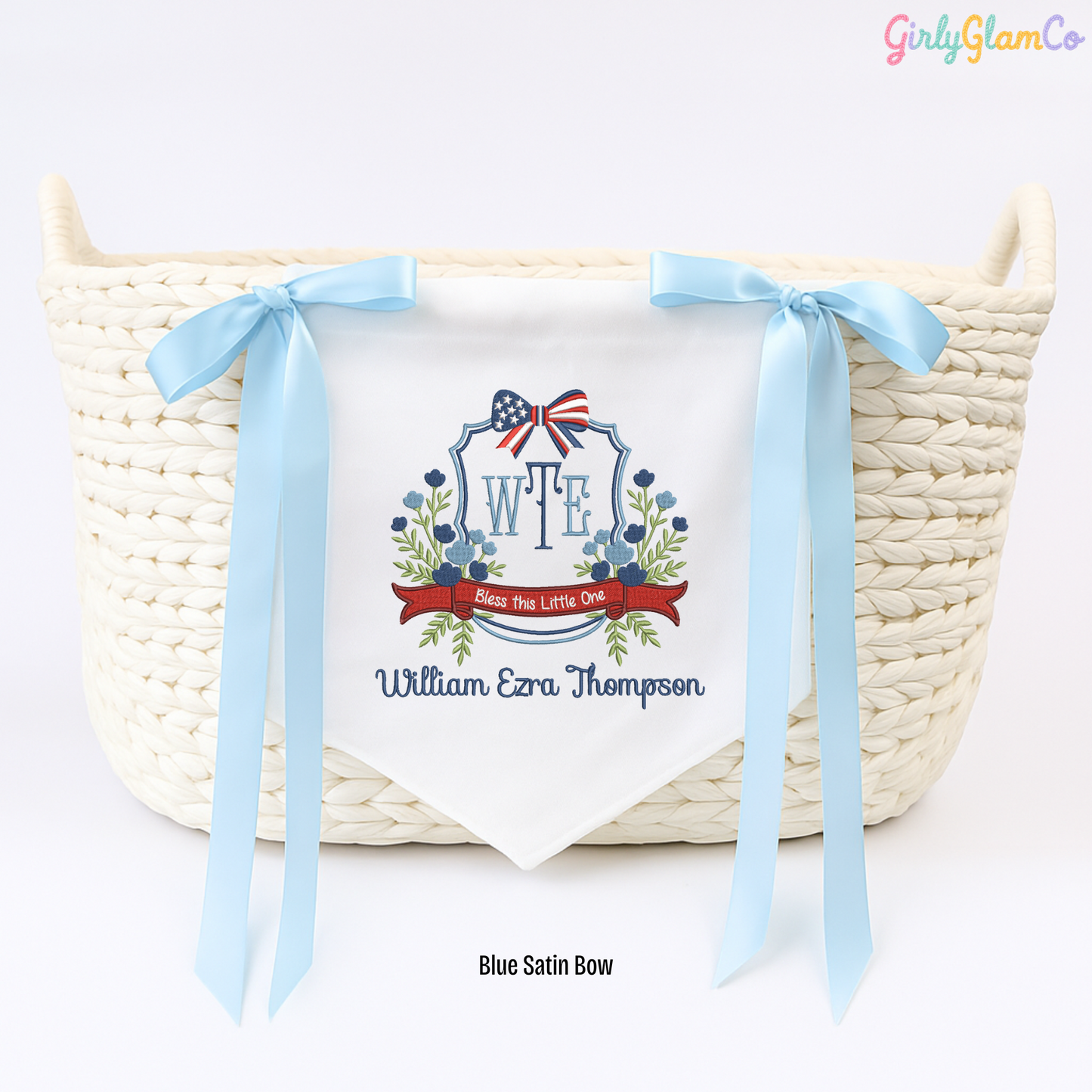 Independence Day Baby Banner with USA Bow – Personalized Baby Banner, Newborn Hospital Door Sign